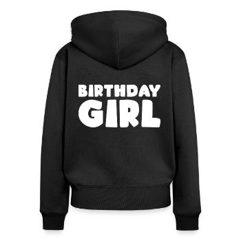 Anniversaire Fille Fête Anniversaire Enfant - Sweat à capuche zippé Premium bio Femme - noir - Dos - Julia (174cm)