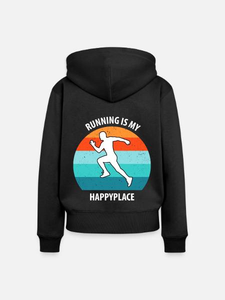 Joggen - Frauen Premium Bio Zip Hoodie - Schwarz