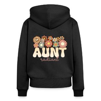 Retro Boho 1970 Tante Formidable Tata Radieuse - Sweat à capuche zippé Premium bio Femme - noir - Dos - Julia (174cm)