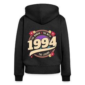 Year 1994 The Legend 30 Years Anniversary - Women's Premium Organic Zip Hoodie - black - Back - Julia (174cm)
