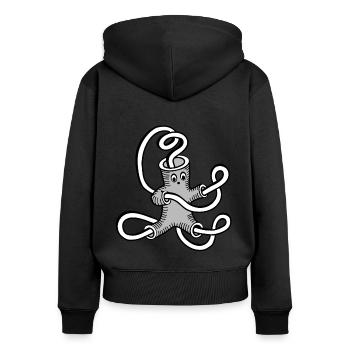 Rohre - Frauen Premium Bio Zip Hoodie - Schwarz - Hinten - Julia (174cm)