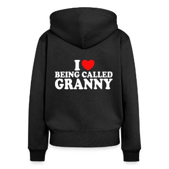 Geschenk für Omas Ich liebe es, Oma genannt zu werden - Frauen Premium Bio Zip Hoodie - Schwarz - Hinten - Julia (174cm)