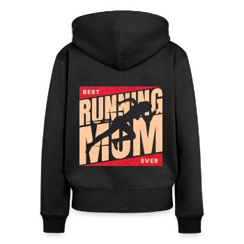 Marathonläufer Mama Beste Läuferin Mama - Frauen Premium Bio Zip Hoodie - Schwarz - Hinten - Julia (174cm)