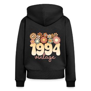 Vintage Frau Jahr 1994 30 Jahre Jubiläum - Frauen Premium Bio Zip Hoodie - Schwarz - Hinten - Julia (174cm)