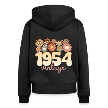 Vintage Frau Jahr 1954 70 Jahre Jubiläum - Frauen Premium Bio Zip Hoodie - Schwarz - Hinten - Julia (174cm)