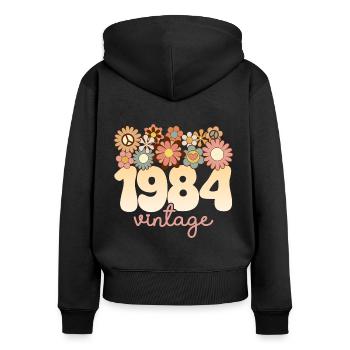 Vintage Frau Jahr 1984 40 Jahre Jubiläum - Frauen Premium Bio Zip Hoodie - Schwarz - Hinten - Julia (174cm)