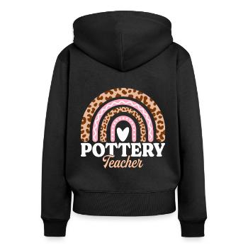Arc-En-Ciel Prof Femme Enseignante De Poterie - Sweat à capuche zippé Premium bio Femme - noir - Dos - Julia (174cm)