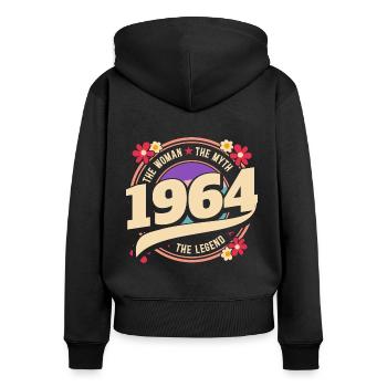 Année 1964 La Légende 60 Ans Anniversaire - Sweat à capuche zippé Premium bio Femme - noir - Dos - Julia (174cm)