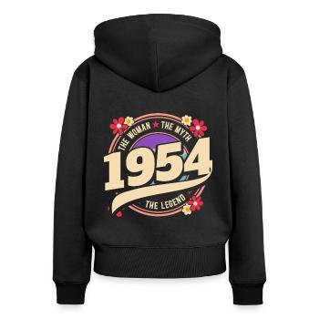 Jahr 1954 Die Legende 70 Jahre Jubiläum - Frauen Premium Bio Zip Hoodie - Schwarz - Hinten - Julia (174cm)
