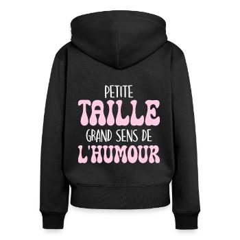 Petite Taille Humour Petite Femme - Sweat à capuche zippé Premium bio Femme - noir - Dos - Julia (174cm)