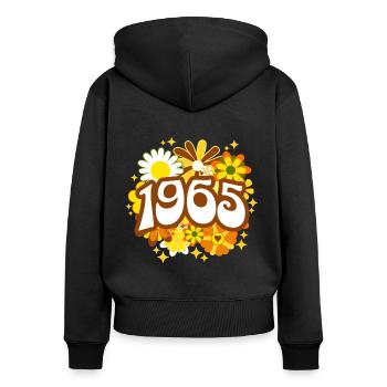 Retro Groovy Jahr 1965 Frauen 60 Jahre alt Geburtstag - Frauen Premium Bio Zip Hoodie - Schwarz - Hinten - Julia (174cm)