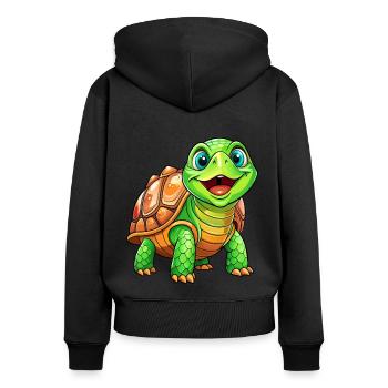 Mega süße Schildkröte - Frauen Premium Bio Zip Hoodie - Schwarz - Hinten - Julia (174cm)
