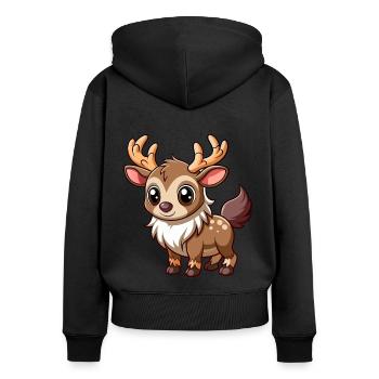 Mignon bébé orignal - Sweat à capuche zippé Premium bio Femme - noir - Dos - Julia (174cm)