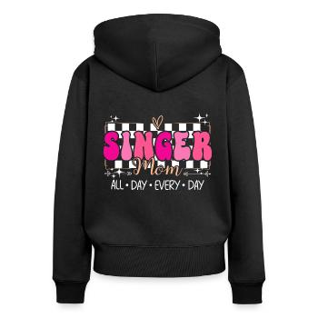 Singender Musiker Mama Sänger - Frauen Premium Bio Zip Hoodie - Schwarz - Hinten - Julia (174cm)