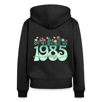 Blumen 1985 Geburtstagsfrau 40 Jahre - Frauen Premium Bio Zip Hoodie - Schwarz - Hinten - Julia (174cm)