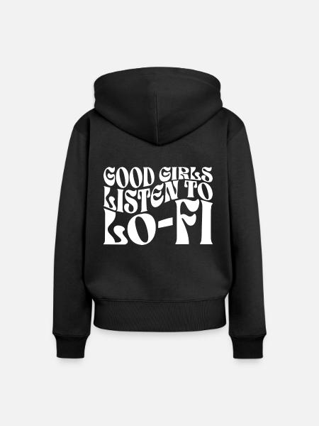 Mädchen Lofi B - Frauen Premium Bio Zip Hoodie - Schwarz