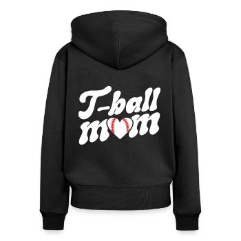 Retro Maman Joueuse De T-Ball Fan De Baseball - Sweat à capuche zippé Premium bio Femme - noir - Dos - Julia (174cm)