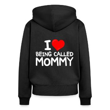 Idée Drôle Pour Mamans J'Adore Être Appelée Maman - Sweat à capuche zippé Premium bio Femme - noir - Dos - Julia (174cm)