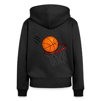 Basketball Temps Libre Cadeau Basketteur - Sweat à capuche zippé Premium bio Femme - noir - Dos - Julia (174cm)