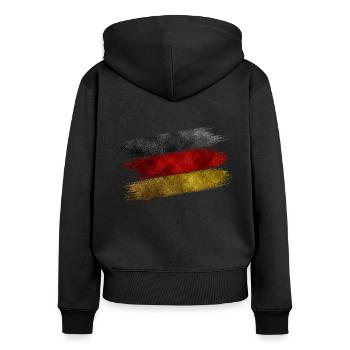 DRAPEAU ALLEMAND GLITTER - Sweat à capuche zippé Premium bio Femme - noir - Dos - Julia (174cm)