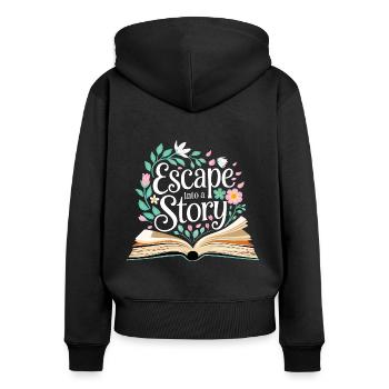 Book lover Reading fan - Women's Premium Organic Zip Hoodie - black - Back - Julia (174cm)