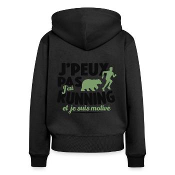 Je Peux Pas J'ai Running Et Je Suis Motivé - Sweat à capuche zippé Premium bio Femme - noir - Dos - Julia (174cm)