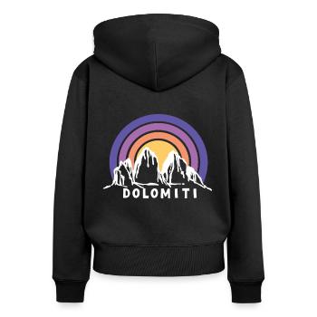 Dolomites Three Peaks South Tyrol Hiking Souvenir - Women's Premium Organic Zip Hoodie - black - Back - Julia (174cm)