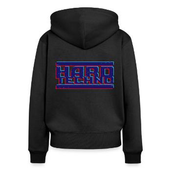 Hard Techno Blue Glitch Hard Dark Acid Techno - Sweat à capuche zippé Premium bio Femme - noir - Dos - Julia (174cm)