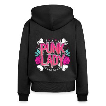Femme Punk Skateuse Rockeuse Punk - Sweat à capuche zippé Premium bio Femme - noir - Dos - Julia (174cm)