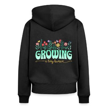 Maternity Flowers Pregnancy Announcement - Women's Premium Organic Zip Hoodie - black - Back - Julia (174cm)