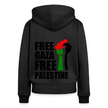 Free gaza Free palestine - Sweat à capuche zippé Premium bio Femme - noir - Dos - Julia (174cm)