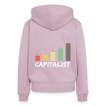 Capitalist - Kapitalist Geld Money Börse Exchange - Women's Premium Organic Zip Hoodie - dusky pink - Back - Julia (174cm)