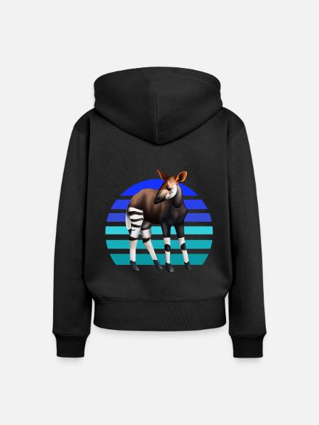Süßes Okapi - Frauen Premium Bio Zip Hoodie - Schwarz