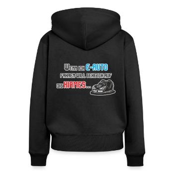 E-Auto, Autoscooter, Kirmes - Frauen Premium Bio Zip Hoodie - Schwarz - Hinten - Julia (174cm)