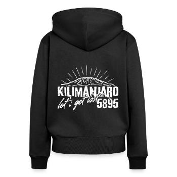Kilimandscharo Kilimanjaro Tansania Kenya - Frauen Premium Bio Zip Hoodie - Schwarz - Hinten - Julia (174cm)