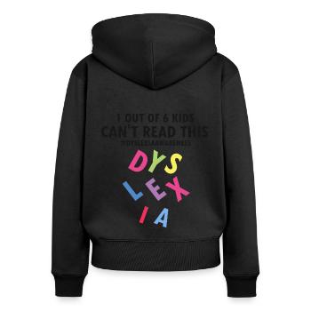 Dyslexia Therapy for Dyslexia Month - Women's Premium Organic Zip Hoodie - black - Back - Julia (174cm)