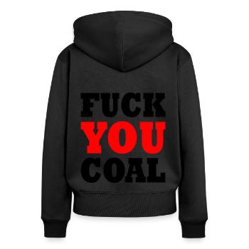 Fuck you coal - Sweat à capuche zippé Premium bio Femme - noir - Dos - Julia (174cm)