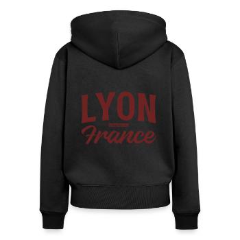 Lyon Frankreich - Frauen Premium Bio Zip Hoodie - Schwarz - Hinten - Julia (174cm)