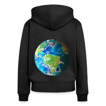 Le monde entre vos mains - Découvrez le globe - Sweat à capuche zippé Premium bio Femme - noir - Dos - Julia (174cm)