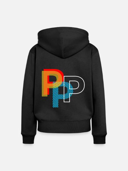 Buchstabe P - Frauen Premium Bio Zip Hoodie - Schwarz