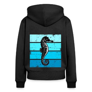 Seahorses Marine Life Seahorse - Women's Premium Organic Zip Hoodie - black - Back - Julia (174cm)