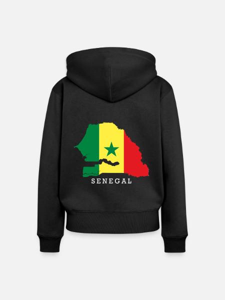 Senegal - Frauen Premium Bio Zip Hoodie - Schwarz