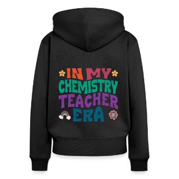 À l’époque de mon professeur de chimie - Sweat à capuche zippé Premium bio Femme - noir - Dos - Julia (174cm)