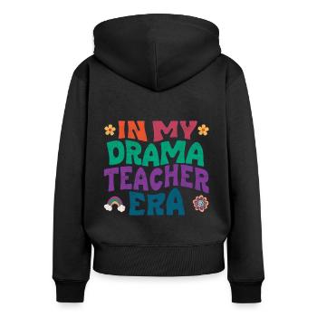 À l’époque de mon professeur d’art dramatique - Sweat à capuche zippé Premium bio Femme - noir - Dos - Julia (174cm)