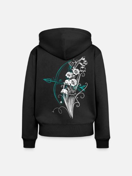 Maiglöckchen Pfeil Bogen - Frauen Premium Bio Zip Hoodie - Schwarz