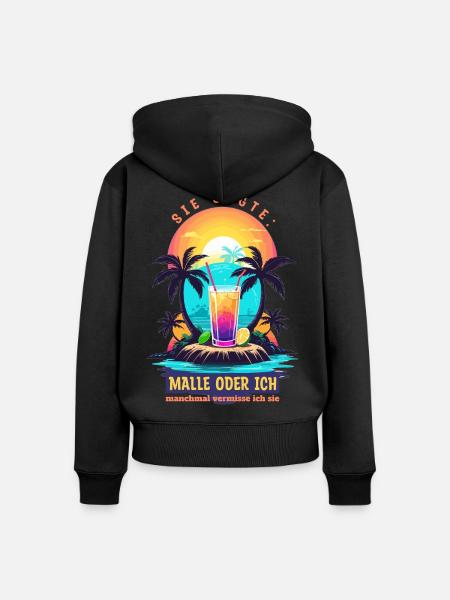 Sie sagte. Malle oder ich - Frauen Premium Bio Zip Hoodie - Schwarz