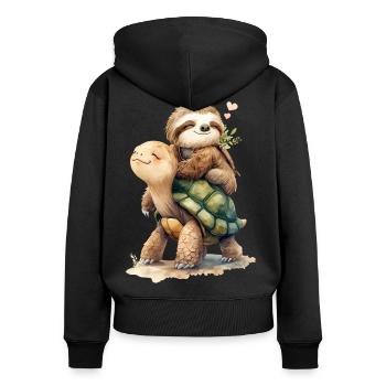 Sloth and Turtle on holiday 2 🦥🐢 - Women's Premium Organic Zip Hoodie - black - Back - Julia (174cm)