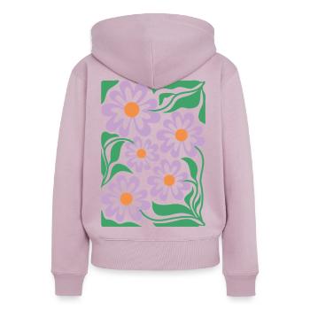 Lila Blumen Muster Boho Flora  - Frauen Premium Bio Zip Hoodie - Altrosa - Hinten - Julia (174cm)