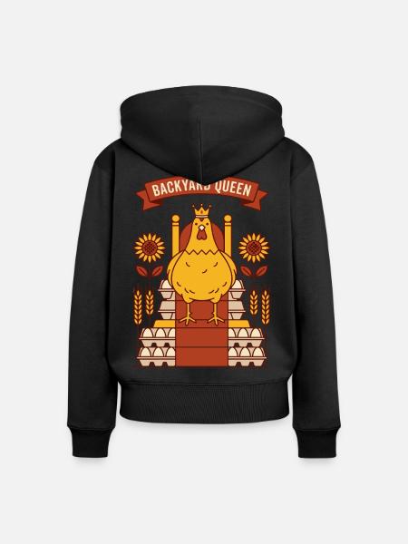 Hinterhof Königin Huhn - Frauen Premium Bio Zip Hoodie - Schwarz