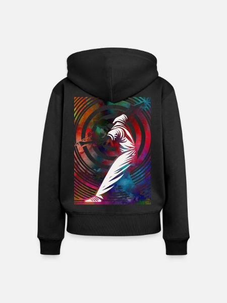 Golfer in einem bunten Strudel - Frauen Premium Bio Zip Hoodie - Schwarz